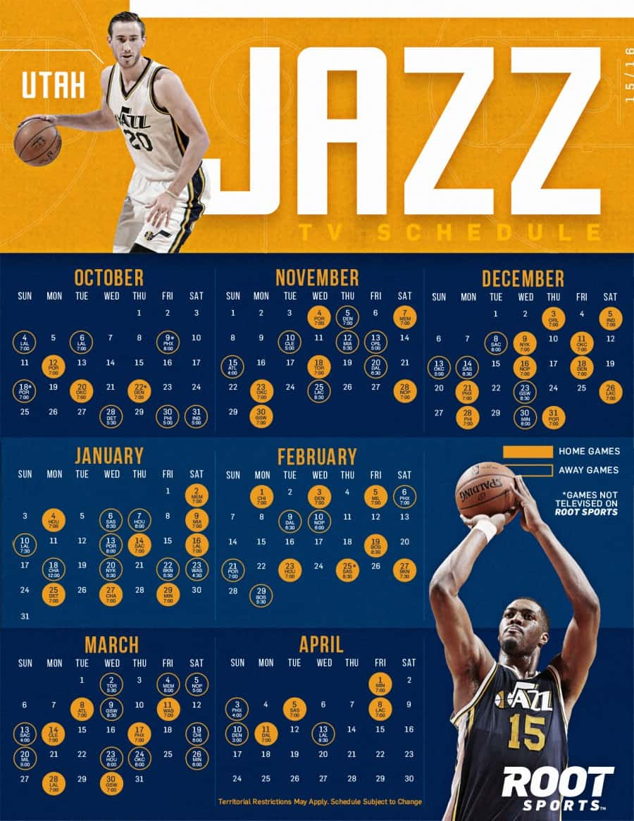 Click here for a printable PDF of the 2015-2016 Utah Jazz TV Schedule