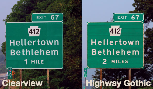Clearview Vs Highway Gothic