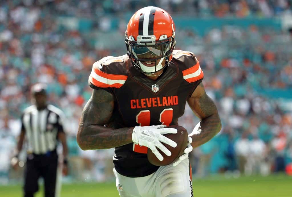 FILE - In this Sept. 25, 2016, file photo, Cleveland Browns wide receiver Terrelle Pryor (11) eyes the goal line as he heads in for a touchdown during the second half of an NFL football game against the Miami Dolphins in Miami Gardens, Fla. Fantasy football players must now deal with an added challenge: the bye weeks. That means replacing top players in your lineups, starting with those from Seattle and Green Bay, where the Packers looked better on offense last week. (AP Photo/Lynne Sladky, File)