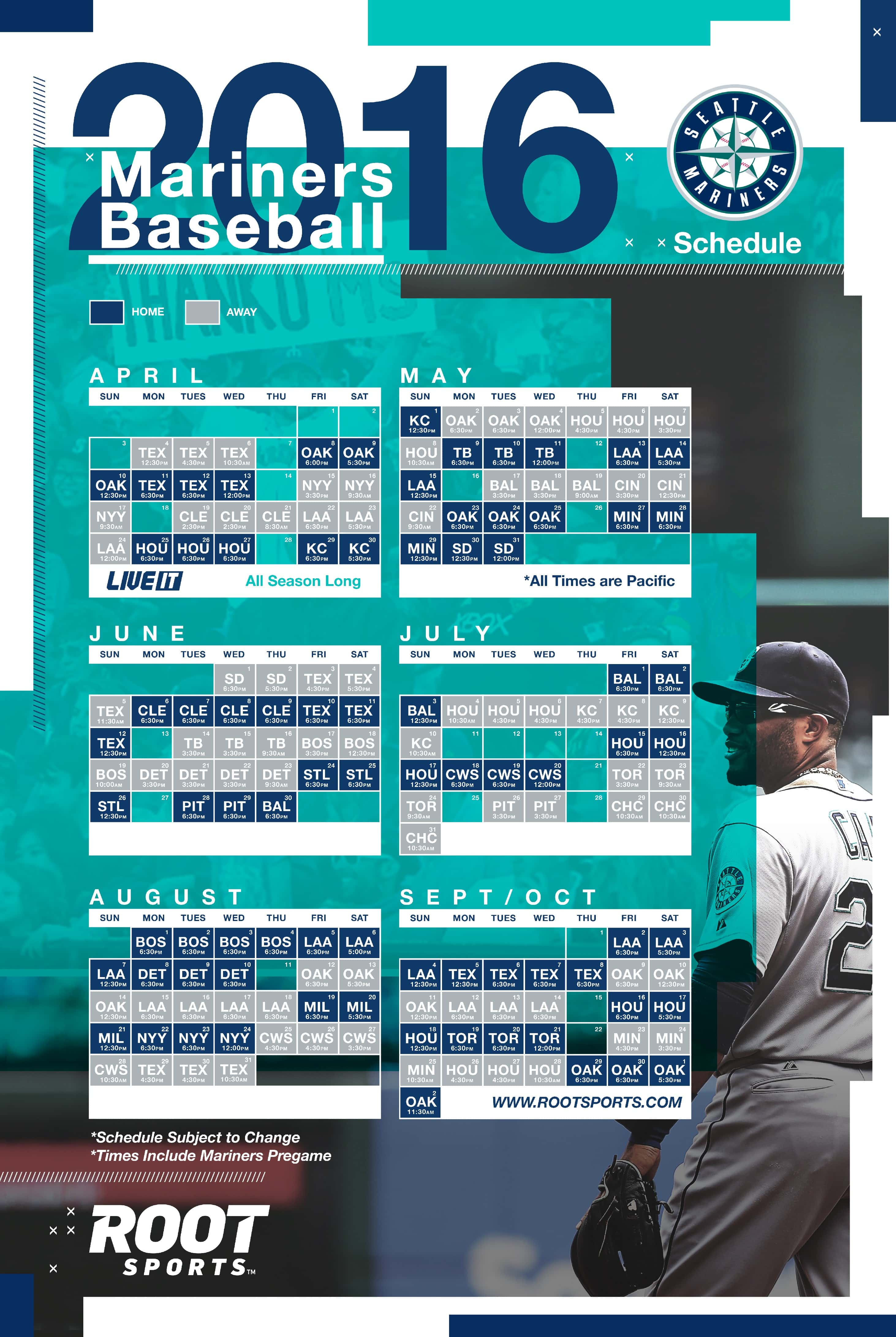 2016_Mariners Schedule ROOT SPORTS
