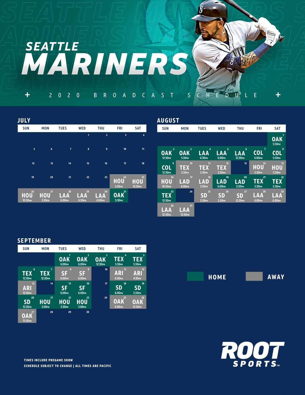 Mariners Schedule Printable