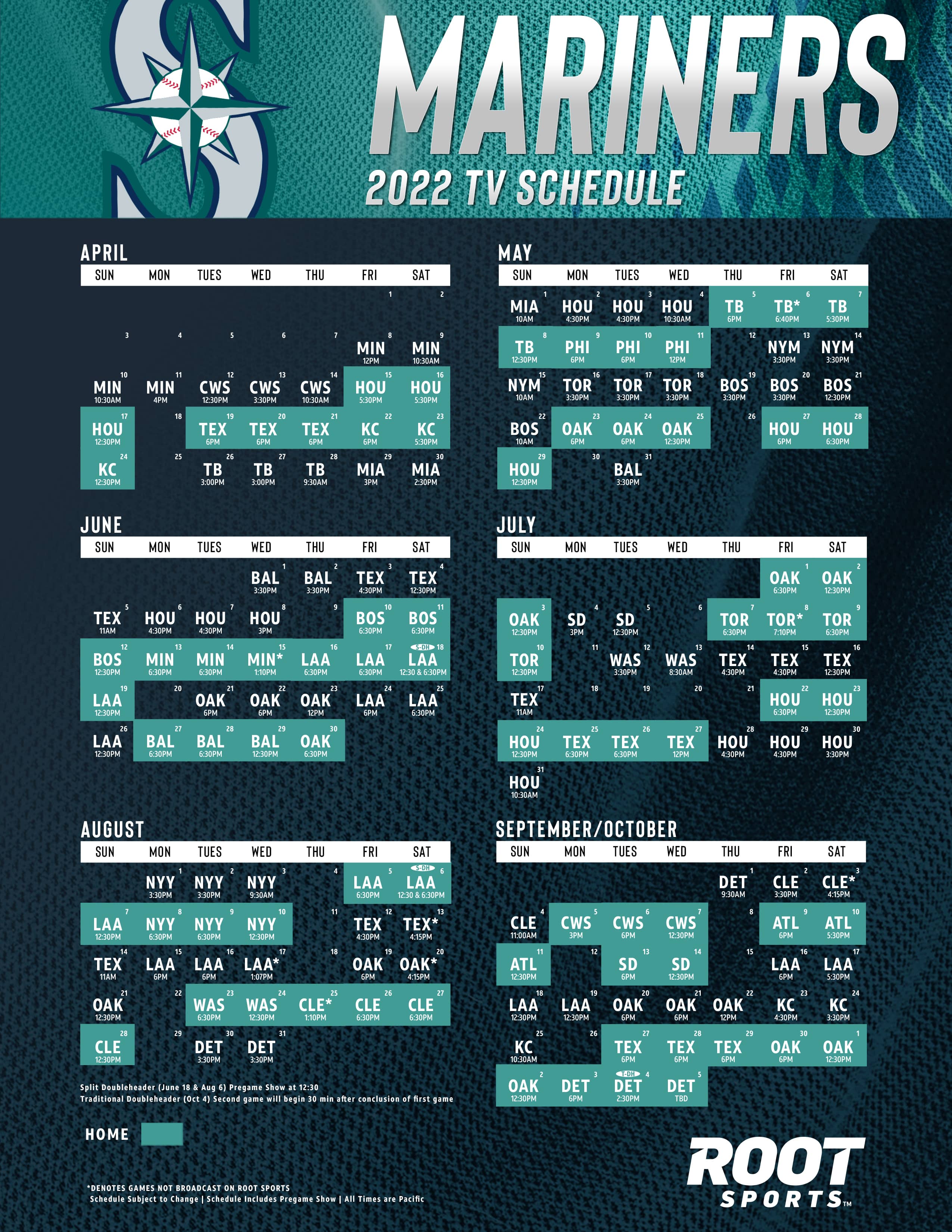 Mariners 2022 Schedule Printable - Customize and Print