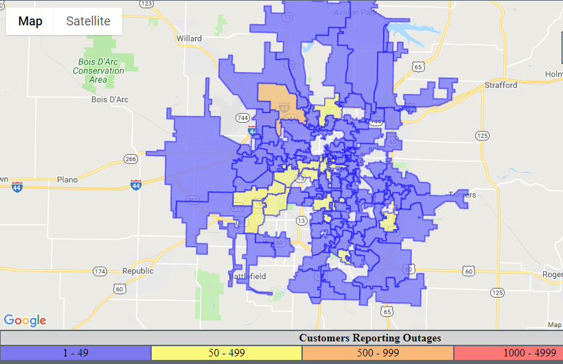 city utilities power outage map High Winds Causing Power Outages For Thousands Across The Ozarks Ktts city utilities power outage map