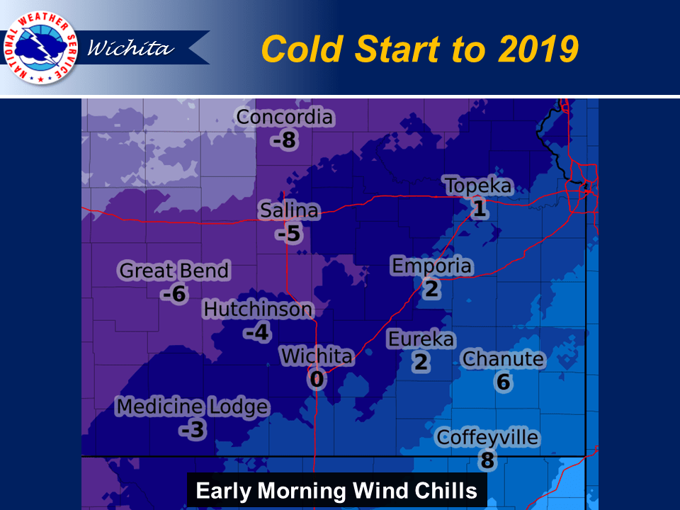 2019 to begin with bitter cold temperatures and wind chills in Kansas