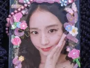 Photocard of girl group singer Kim Ji Soo or Jisoo of Blackpink. photocard of Jisoo blackpink isolated on blue background.