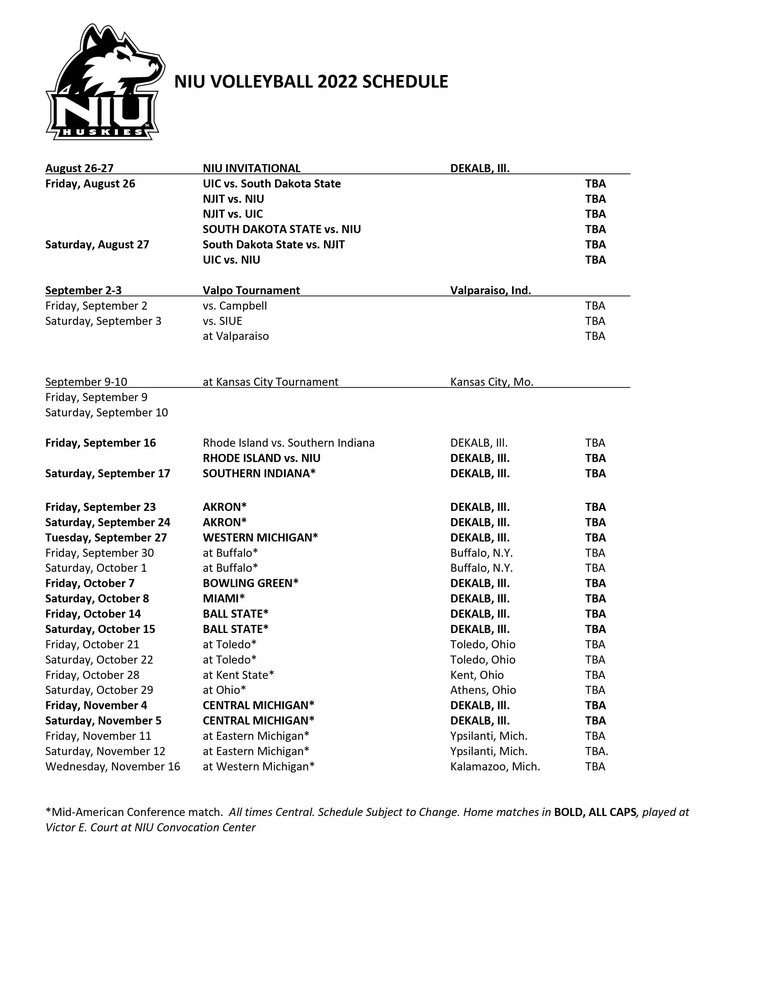 NIU Volleyball Announces 2022 Schedule 94.9 WDKB