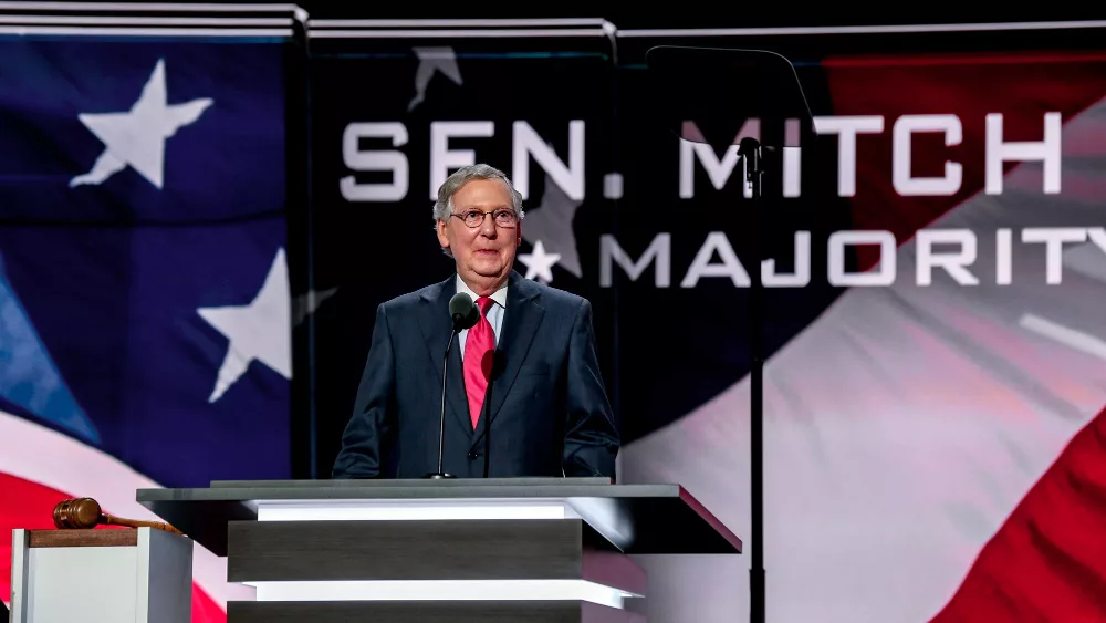 Senator Mitch McConnell (R-KY) addresses the Republican National Convention at the Quicken Arena in Cleveland^ Ohio. July 19^ 2016.