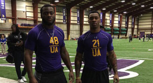 Jarelle Miller (left) and Wes Worthen participated at the Midwest Regional Scouting Combine. Photo courtesy of Jimmie Athletics