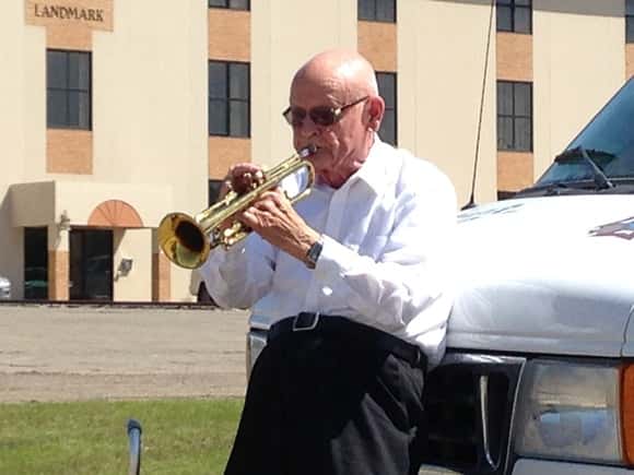 Chuck Henley plays the taps during the Memorial Day Observances in Valley City.