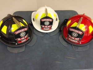 New helmets purchased by the Carrington Fire Department. Picture courtesy of the department. Click for a larger view.