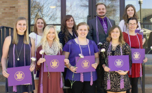 Front Row: Ashley Jenniges, Lauren Tollefson, Andra SteinBerger, Megan Cunningham, Christine Coughlin Back Row: Catherine Nienhaus, Melissa Wilson, Alphonse Schoeneberger, Kelsey Newton