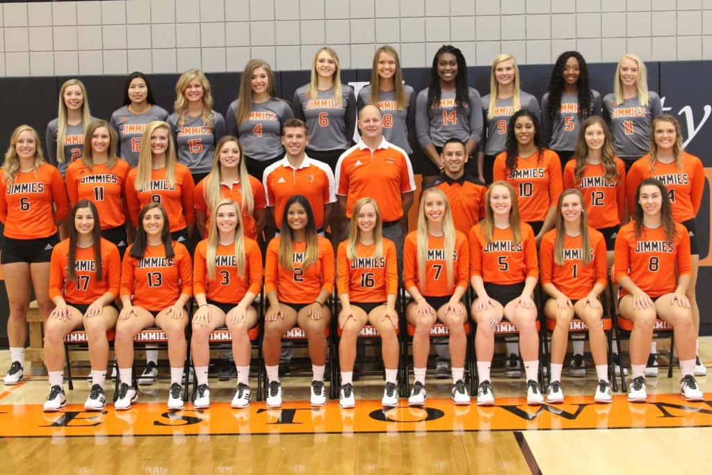 University of Jamestown Volleyball Team Supporting Project Ignite Light