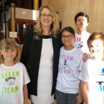 L to R: Valley City students Cadence Fetsch, State Senator Janie Myrdal, Victoria Sanchez, Rafael Rivera and Evan Schroeder.