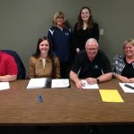 Back row l to r: Sheila Zinke and Maggie Oberlander. Front row l to r: Board members Ryan Mathias, Natalie Wintch, Mike Callahan and Joyce Braunagel.