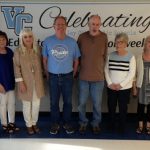 L to R Marsha Moen, Julie Yokom, Karen Askerooth, Rick Derheim, Bob Burchill, Eileen Maresh, Peggy Kvien and Connie Courtney retired from the school district.