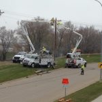 Valley City Public Works crews replaced two power poles after the crash.