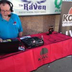 Paul McDonald broadcasting his show live on Central Avenue.