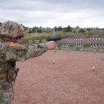 Goldade: Sgt. Tyler Goldade, North Dakota Army National Guard, shoots a course of fire July 27, 2019, at Camp Guernsey, Wyo., during the Marksmanship Advisory Council Region 6 Championship. Goldade won the Combined Arms Individual Aggregate and Combined Arms Individual Rifle Champion. The MAC matches are battle-focused marksmanship sustainment exercises, designed to validate and sustain perishable marksmanship skills essential to mobilization readiness and success. (U.S. Army National Guard photo by Capt. David Bedard/Released)