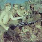 Dean Pedersen and soldiers: Far left Dean Pederson with M-60 gunning crew.