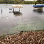 Dock and boat lifts.: North of the crossing on Lake Ashtabula.