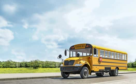 school-bus-driving-on-the-country-road-going-to-school-beautiful-sunny-day-3d-rendering