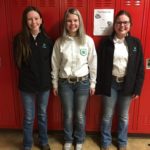 Senior-team-Sargent-County-contest: Senior team of (l to r) Hailee Widman, Lexys Griffith and Kendra Cleghorn placed 1st in the Quiz Bowl contest and Kendra Cleghorn