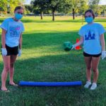 TL Childcare Staff: TL Childcare staff try out the Fit Dice game while using the foam noodle to stay 6 feet apart at the physical activity training offered by ON THE MOVE at City County Health District.