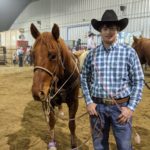 champ-trey-young-td-ndws-2021: Trey Young, Dupree, S.D. is the 2021 tie-down roping champion for the N.D. Winter Show PRCA rodeo. His horse, Fozzy, has won the Badlands Circuit Tie-down Horse of the Year three times.