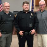 Joshua Reign: L to R; Chief Phil Hatcher, Officer Joshua Reign and Mayor Dave Carlsrud.
