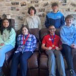 School Bee Finalists: Back (L-R): Corbyn Powell and Andon Bulow. Front (L-R): Marisa Hoffarth, Sam Thiel, Cole Haugen, and Elijah Drummond.