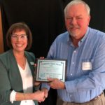 Don Nelson of Service Master: L to R; Kay Vinje and Don Nelson Community Spirit Award.