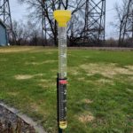 Rain gauge: Valley City received 2.5 inches in this backyard rain gauge near the river.