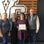 Penny Marie Peterson: Receives VCEA Friend of Education Award. L to R; Daughters, Hailee Peterson, Sarah Kirby, Penny and Monte Peterson.