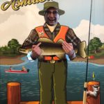 Visitor Center: Steve Urness finally catches a big fish.