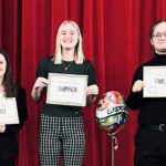 Poetry Out Loud: L to R; Seniors Amelia Meester, Emmy Jones, and Gabe Herzog.