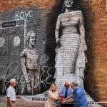 Mural: Mayor Dave Carlsrud, Holly Foster Wells, Myron Sommerfeld, and Bill Cochran.