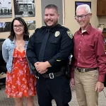 Nick Horner: L to R; wife Ashley, Nick Horner, and Valley City mayor Dave Carlsrud.