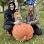 Great Pumpkin: L to R; Brenda Ingstad, Goose (the mouse guarding cat) and Heather Kvilvang.