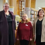 Library Donation: L to R; Hilde van Gijssel, Anita Tulp, and Andrea Nelson.