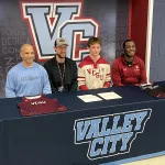 Parker: Far left Hi Liner coach Trevor Bakalar and far right VCSU coach Laquone Robinson.