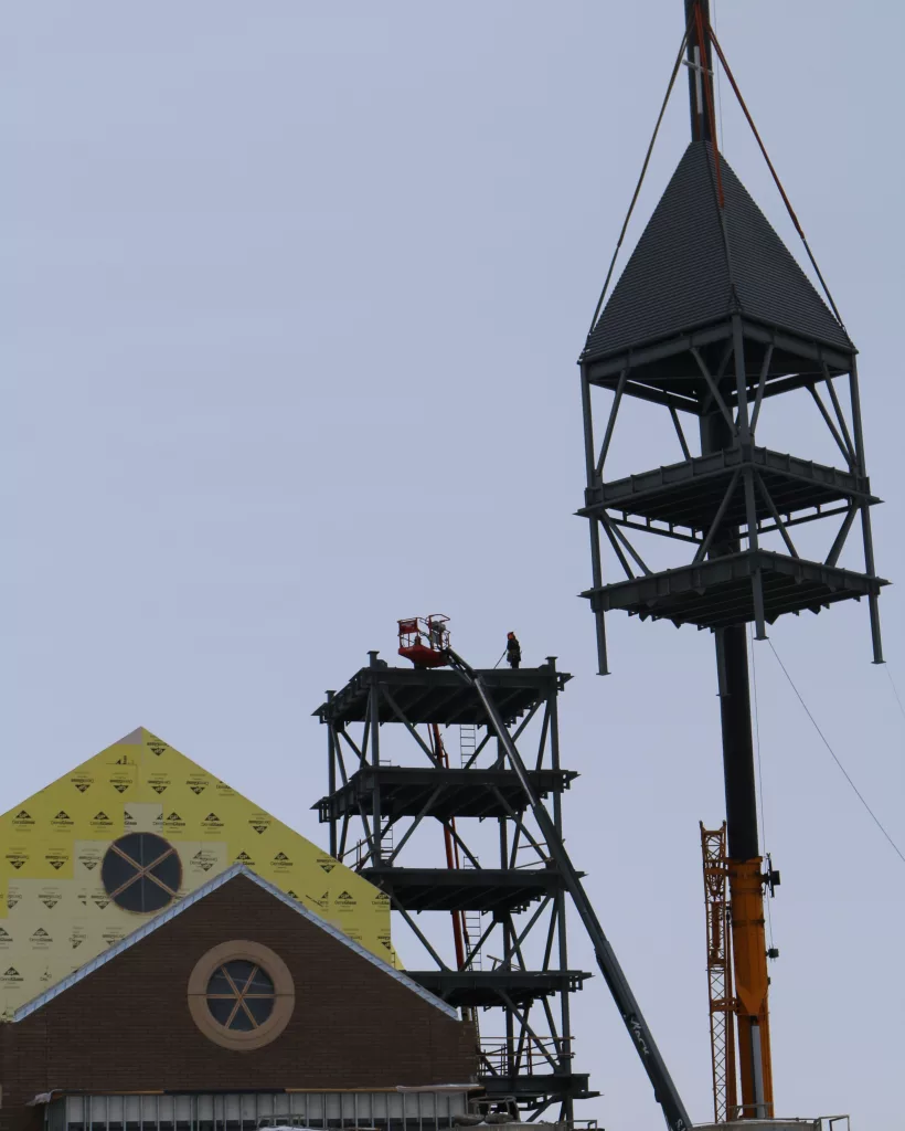 The Raising of a New Church Bell Tower in West Fargo - Vimarsana News