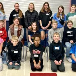 Barnes County Bee Contestants: Back (L-R): Cassandra Hansen (MV); Natalie Haugen (BCN); Annaliese Mueller (BCN); Ceanna Walker (VC); Raelynn Anderson (MV); Theresa Peterson (MV). Middle (L-R): Bennett Liebold (L-M); Kenley Bruse (L-M); Lilly Thorlakson (BCN); Owen Hovda (BCN); Gray Kasowski (St. Kate’s) Front (L-R): Haylee Martin (VC); Henry Olauson (MV); Chloe Sayler (St. Kate’s); Lane Nielson (VC); and John Oakland (VC)