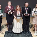 Five State Finalists: VCHS Senior Ayden McPartland (second from left) places third at ND State Poetry Out Loud.