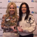 Chamber Awards: L to R; Board president Penny Wolla and Heidi Lund of Concept Dentistry receives the Community Image Award.