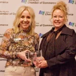 Chamber Awards: L to R; Board president Penny Wolla and Aesthetica's, Heidi Dittmer receives Emerging Business of the Year.