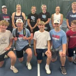 Junior Tennis Team: 18U Back row (l to r):  Coach Jamie LaFramboise, Skye Nielson, Abby Martineck, Breck Sufficool, Kailee Nielson, Miles Taylor. Front row (l to r):  Coach Trey Cope, Kellen Westman, Quin Kruger, Matthew Holm, Colin Hoff Not pictured: Georgia Zaun