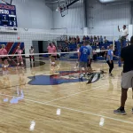 Volleyball match: Between the girls Volleyball team and the Old People.