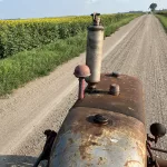 Tractor Trek: Trying to catch up to the pack of tractors.