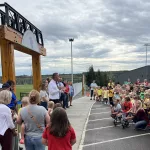 Ribbon Cutting: Superintendent Josh Johnson speaks to the crowd.