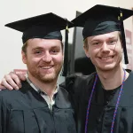 New Graduates: L to R; Alex McBride and Dustin Mertz celebrate after the ceremony.